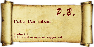 Putz Barnabás névjegykártya